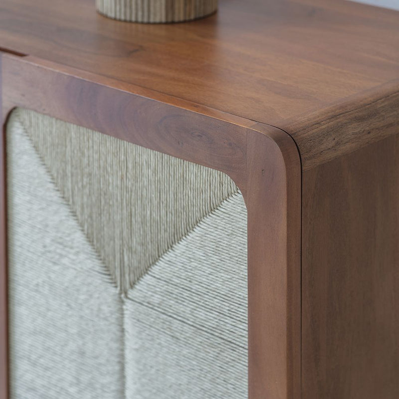 Acacia Wood 2-Door 3-Drawer Sideboard