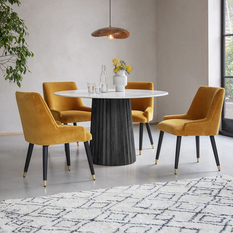 Westbourne 4 Seater Dining Table - Mango Wood with Marble Top