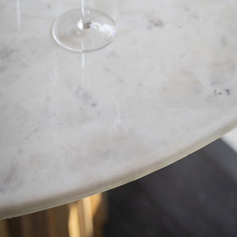 Suryavanshi Westbourne Dining Table - Mango Wood with Marble Top, Natural Finish, Round