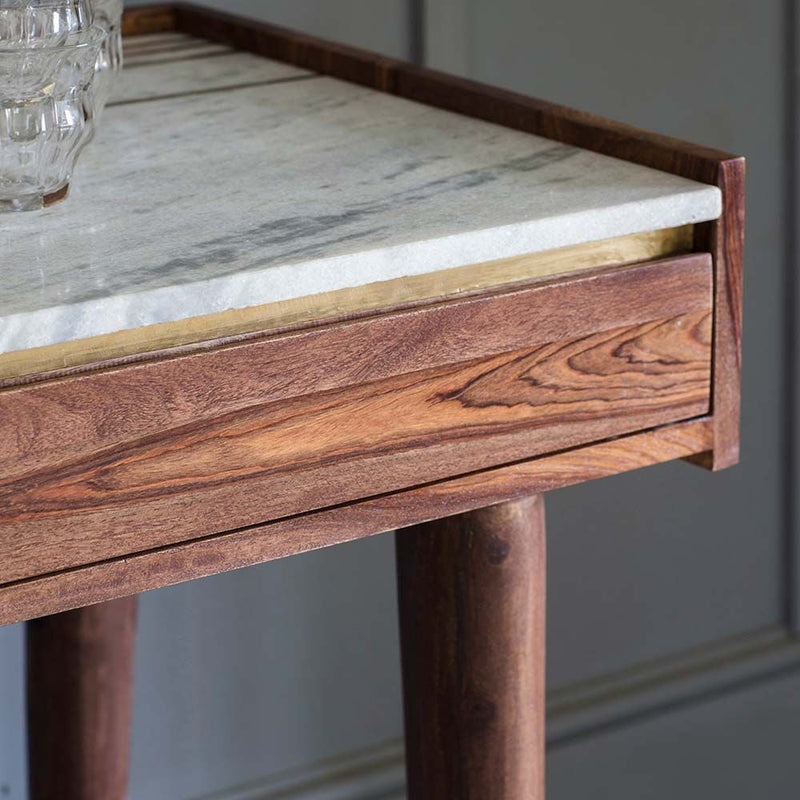 Suryavanshi Furniture Premium Sheesham Wood Console Table with Marble Top – Handcrafted Entryway & Living Room Accent Table