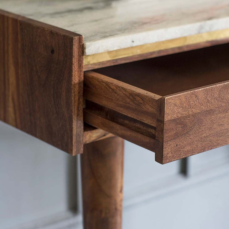 Suryavanshi Furniture Premium Sheesham Wood Console Table with Marble Top – Handcrafted Entryway & Living Room Accent Table