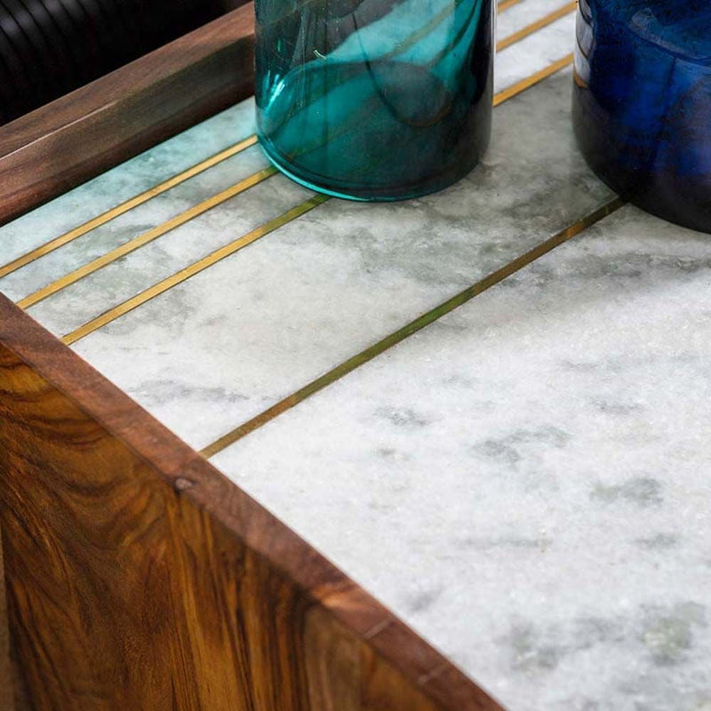Suryavanshi Furniture Premium Sheesham Wood Console Table with Marble Top – Handcrafted Entryway & Living Room Accent Table