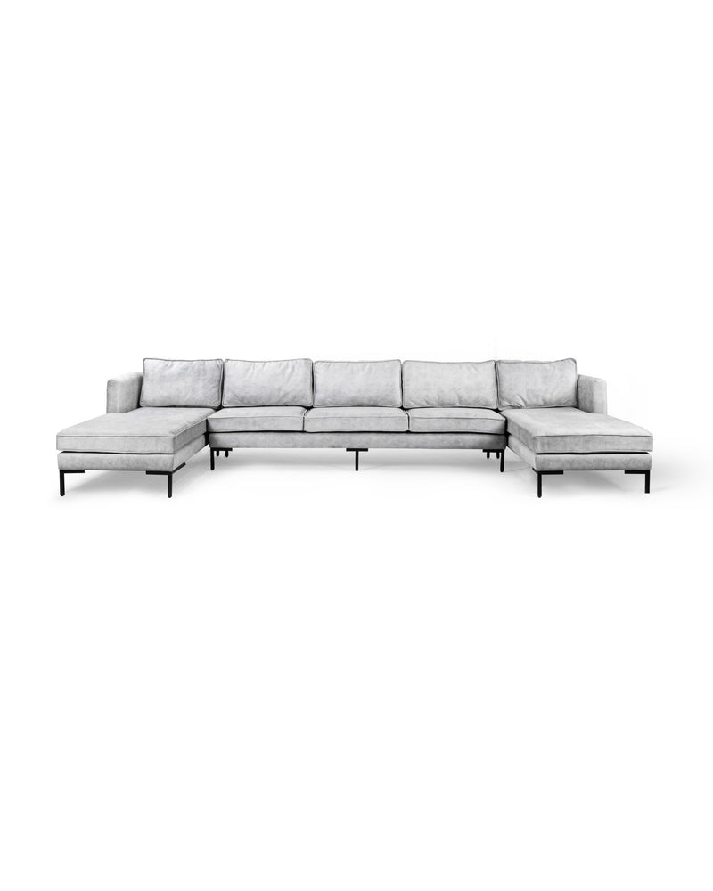 Suryavanshi U-Shape Sectional Sofa – Iron Structure, Velvet Upholstery – Luxurious Design – Three-Seater with Two Daybeds – Modern Elegance
