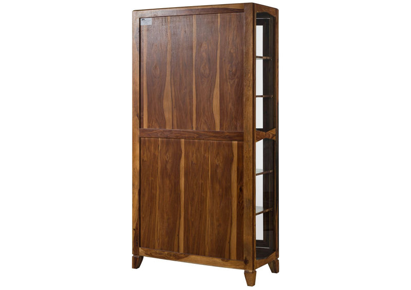 Suryavanshi Sheesham Wood and Glass Display Cabinet with 6 Shelves (Sheesham Wood-Glass, (W100 x D45 x H195 cm)