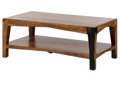 Suryavanshi Sheesham Wood Coffee Table with Bottom Shelf, Color Brown, Coffee tabel, Coffee Table for Living Room (Sheesham Wood, 115 x D60 x H45 cm)