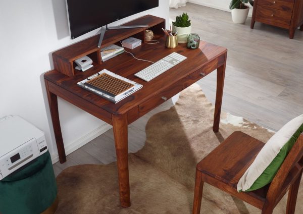 Suryavanshi Sheesham Wood 2-Drawer Writing & Study Table with 3 Shelves on Table Top (Sheesham Wood, W112 x D71 x H85 cm)