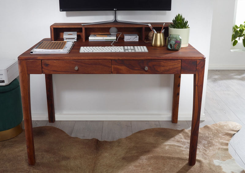 Suryavanshi Sheesham Wood 2-Drawer Writing & Study Table with 3 Shelves on Table Top (Sheesham Wood, W112 x D71 x H85 cm)