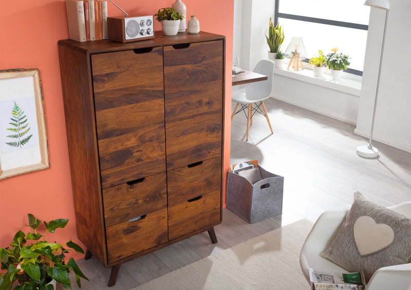 Suryavanshi Sheesham Wood Wardrobe - 2 Door, 4 Drawer, 4 Shelf Wardrobe with Dark Brown Finish - Spacious and Elegant Bedroom Furniture (Sheesham Wood, W90 D40 H145 cm)