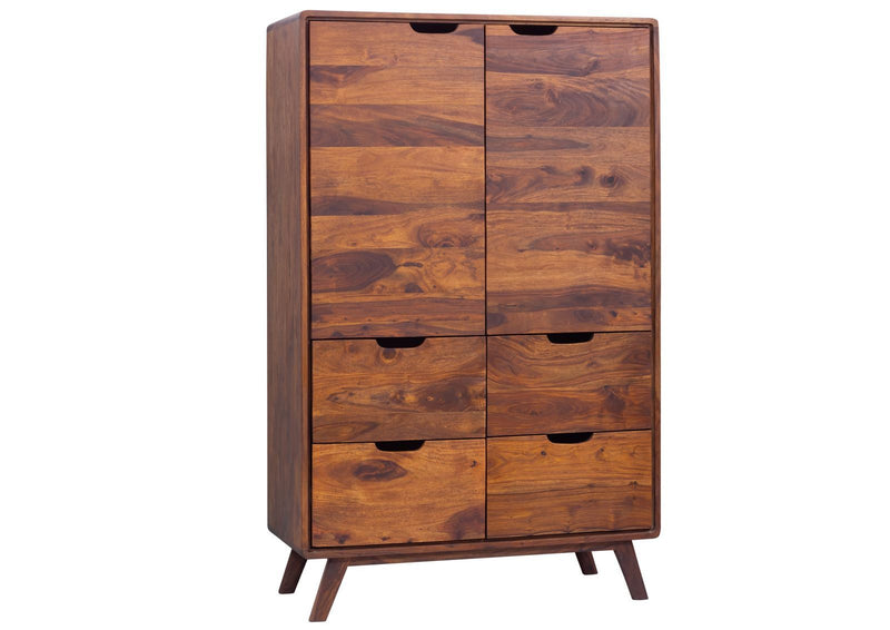 Suryavanshi Sheesham Wood Wardrobe - 2 Door, 4 Drawer, 4 Shelf Wardrobe with Dark Brown Finish - Spacious and Elegant Bedroom Furniture (Sheesham Wood, W90 D40 H145 cm)