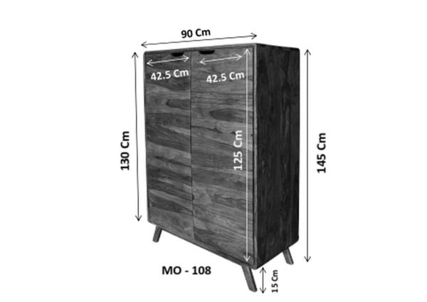 Suryavanshi Sheesham Wood Wardrobe with 6 Shelves – Spacious and Stylish Storage Solution for Your Bedroom (Sheesham Wood, W90 D40 H145 cm)