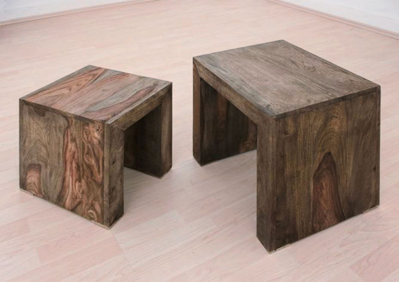 Suryavanshi Sheesham Wood Nesting Tables – Set of 2 – Space-Saving and Versatile Furniture for Your Home (Sheesham Wood, W45 D35 H45 cm)