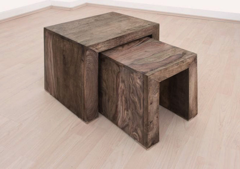 Suryavanshi Sheesham Wood Nesting Tables – Set of 2 – Space-Saving and Versatile Furniture for Your Home (Sheesham Wood, W45 D35 H45 cm)