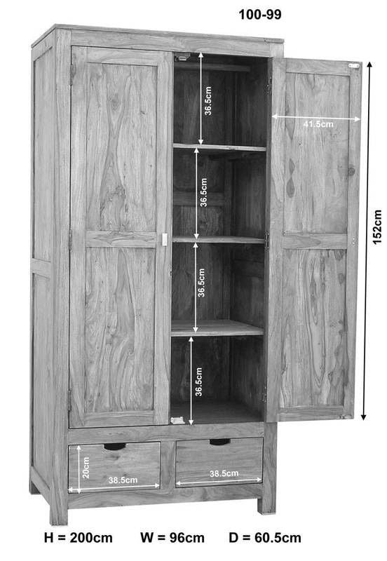 Suryavanshi Sheesham Wood Wardrobe with 2 Drawers and 2 Doors – Spacious and Stylish Storage Solution for Your Bedroom (Sheesham Wood, (W96 D60 H200 cm)