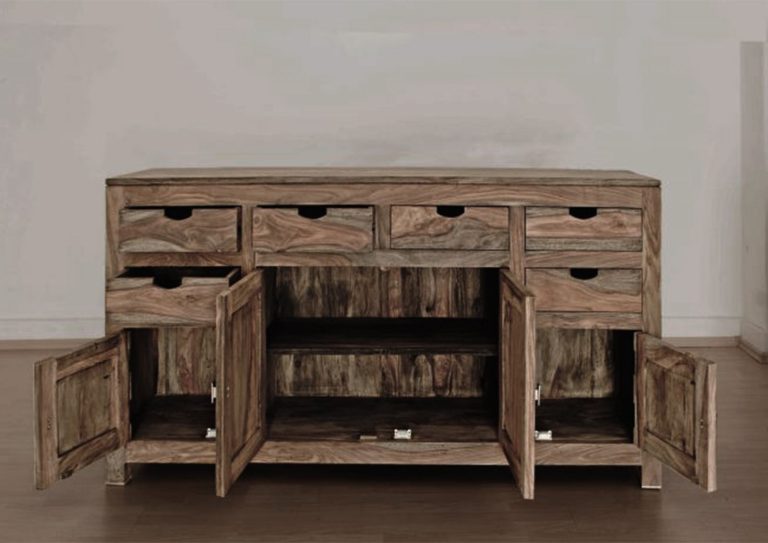 Suryavanshi Sheesham Wood Sideboard with 6 Drawers and 4 Doors – Rustic and Spacious Furniture for Your Dining Room