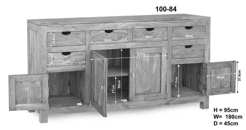 Suryavanshi Sheesham Wood Sideboard with 6 Drawers and 4 Doors – Rustic and Spacious Furniture for Your Dining Room