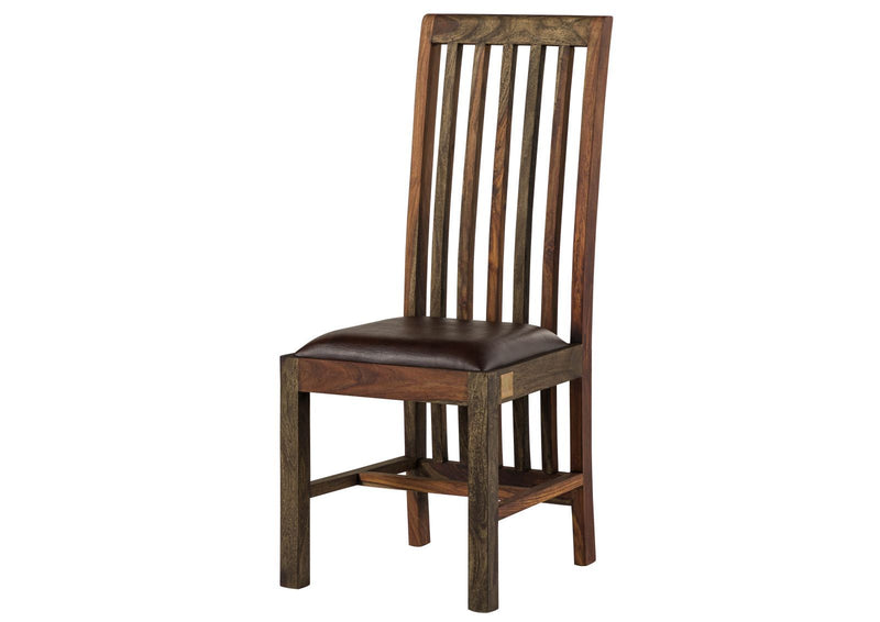 Suryavanshi Solid Sheesham Wood Dining Chairs Set of 2 with Black Cushioned Seat – High Backrest Wooden Chairs for Living & Dining Room – Walnut Finish