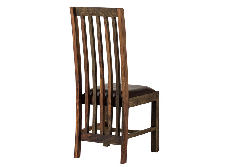 Suryavanshi Solid Sheesham Wood Dining Chairs Set of 2 with Black Cushioned Seat – High Backrest Wooden Chairs for Living & Dining Room – Walnut Finish