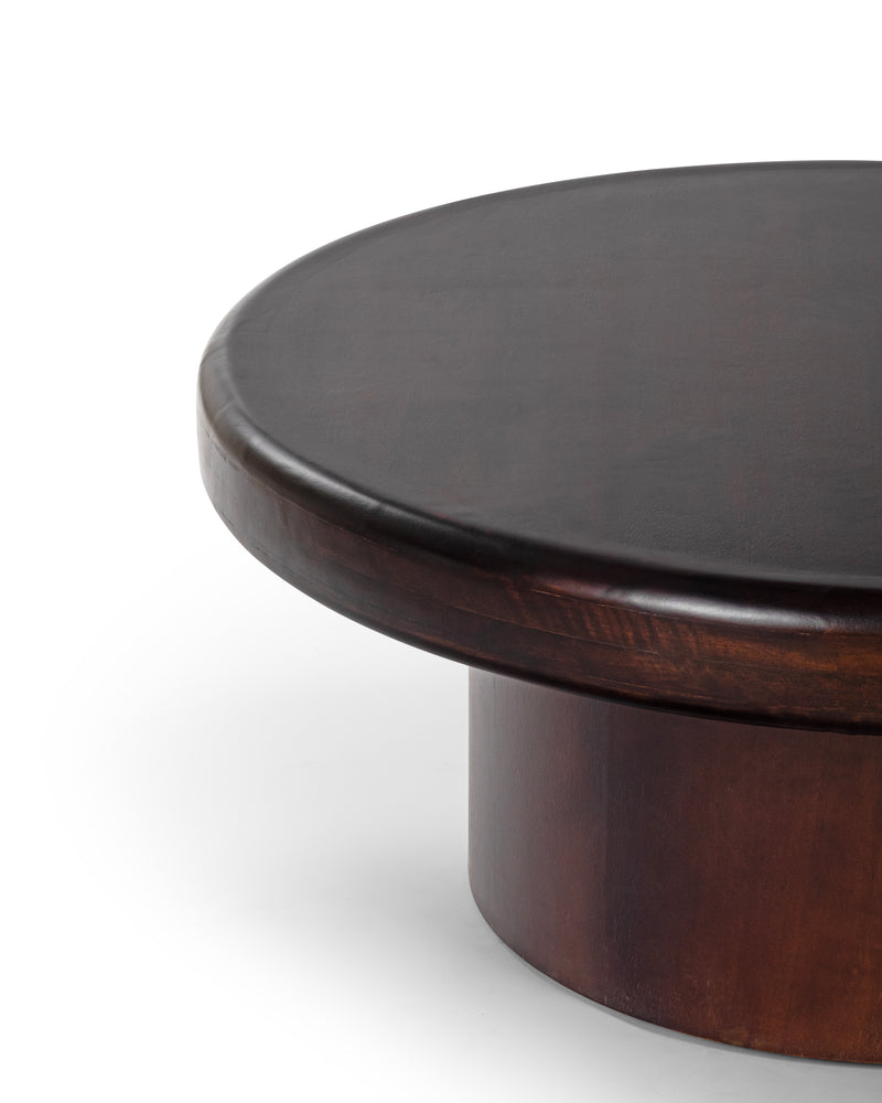 Suryavanshi Modern Wooden Round Coffee Table for Living Room Solid Mango Wood Center Table | Low-Height Coffee Table for Home & Office | Dark Brown Finish