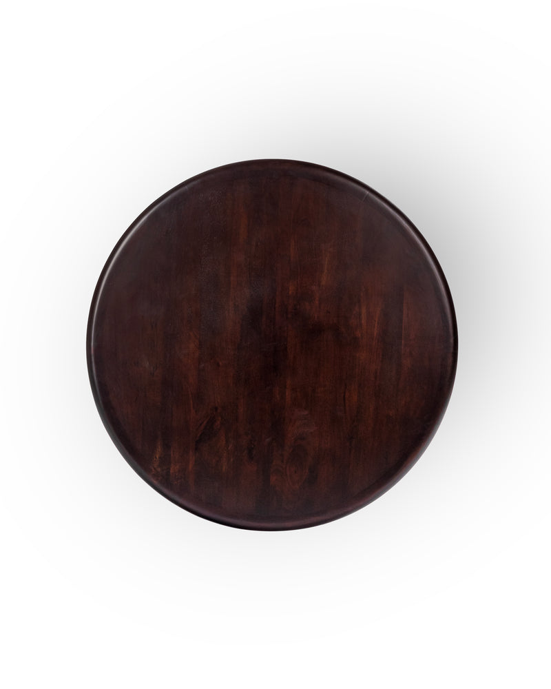 Suryavanshi Modern Wooden Round Coffee Table for Living Room Solid Mango Wood Center Table | Low-Height Coffee Table for Home & Office | Dark Brown Finish
