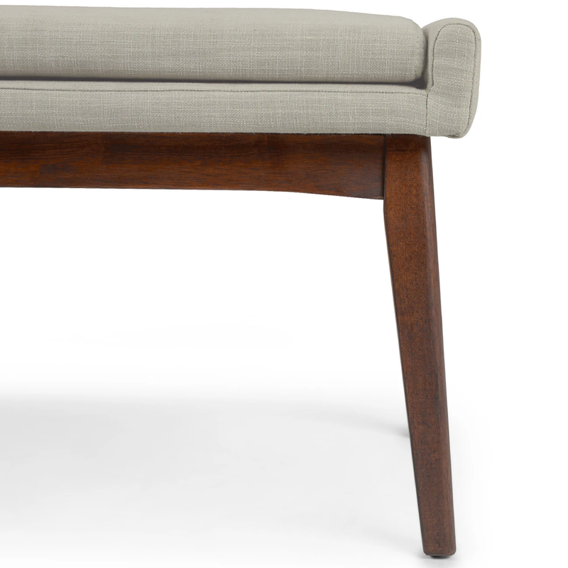 Suryavanshi Premium Upholstered Wooden Bench – Mid-Century Modern Padded Seating for Home & Office (Beige & Walnut Finish)