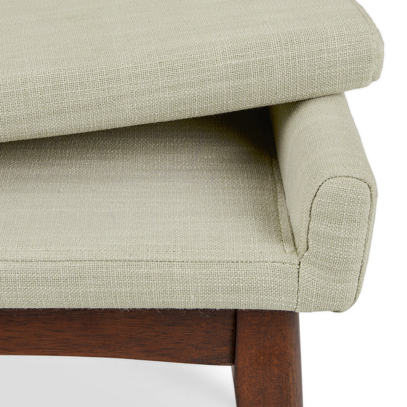 Suryavanshi Premium Upholstered Wooden Bench – Mid-Century Modern Padded Seating for Home & Office (Beige & Walnut Finish)