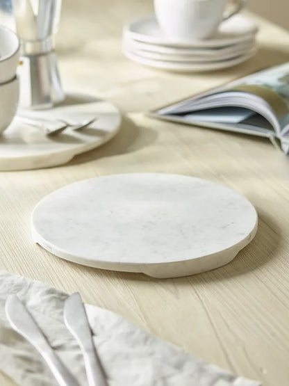 Suryavanshi Round Marble Serving Board - Small Aurora Flash  (Dimensions Total: H 1.5 x Dia. 25cm