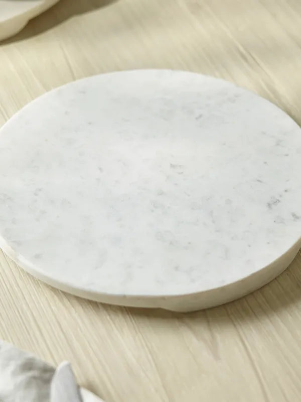 Suryavanshi Round Marble Serving Board - Small Aurora Flash  (Dimensions Total: H 1.5 x Dia. 25cm