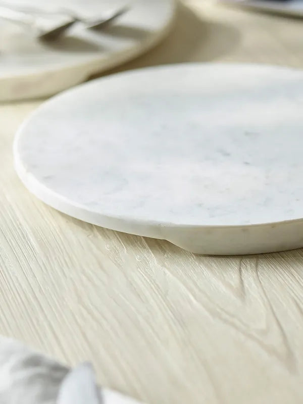 Suryavanshi Round Marble Serving Board - Small Aurora Flash  (Dimensions Total: H 1.5 x Dia. 25cm