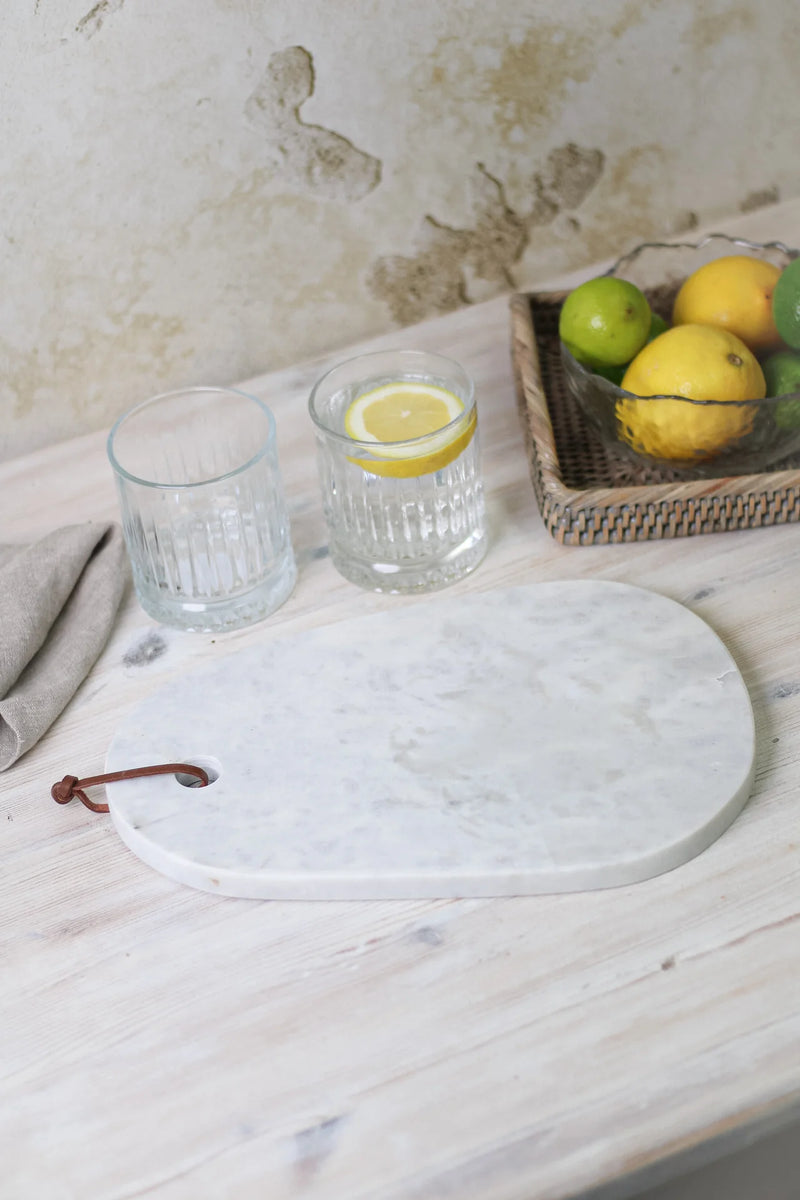 Suryavanshi Oval White Marble Chopping Board Frosted Ember (Dimension - 31x20x1.5cm)