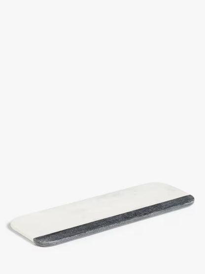 Suryavanshi Long Marble Serving Board, 44cm, White/Black Crystal Surge (  H1.5 x W15 x D44cm)