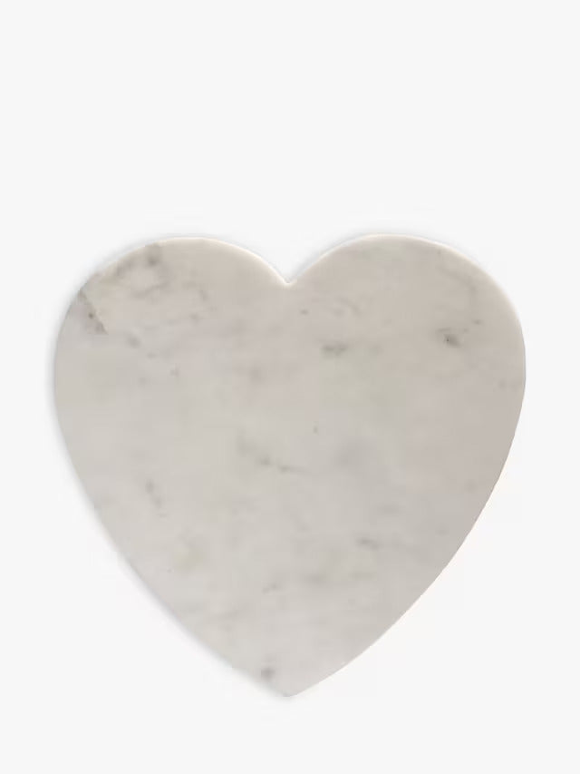 Suryavanshi Heart Marble Cheese Board, 28cm, White