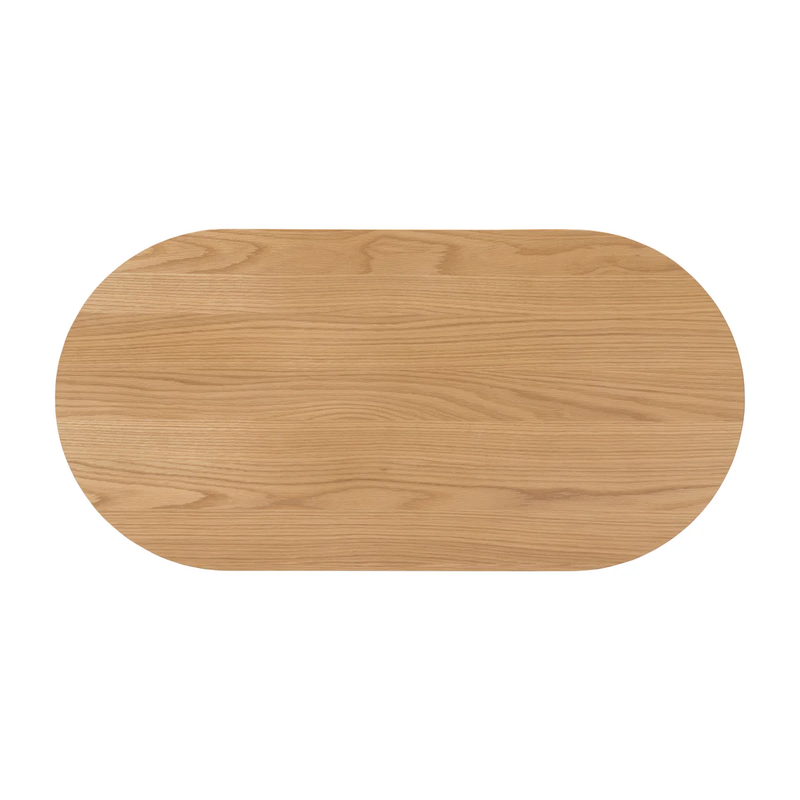 Suryavanshi Mid-Century Modern Oval Coffee Table with Storage Drawer, Natural Mango Wood, Slatted Design | Stylish Living Room Centerpiece