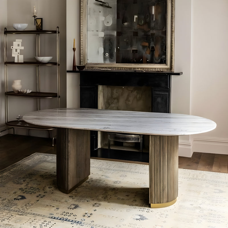 Suryavanshi Hearth & Home Mango Solid Wood With Top Marble Dining Table