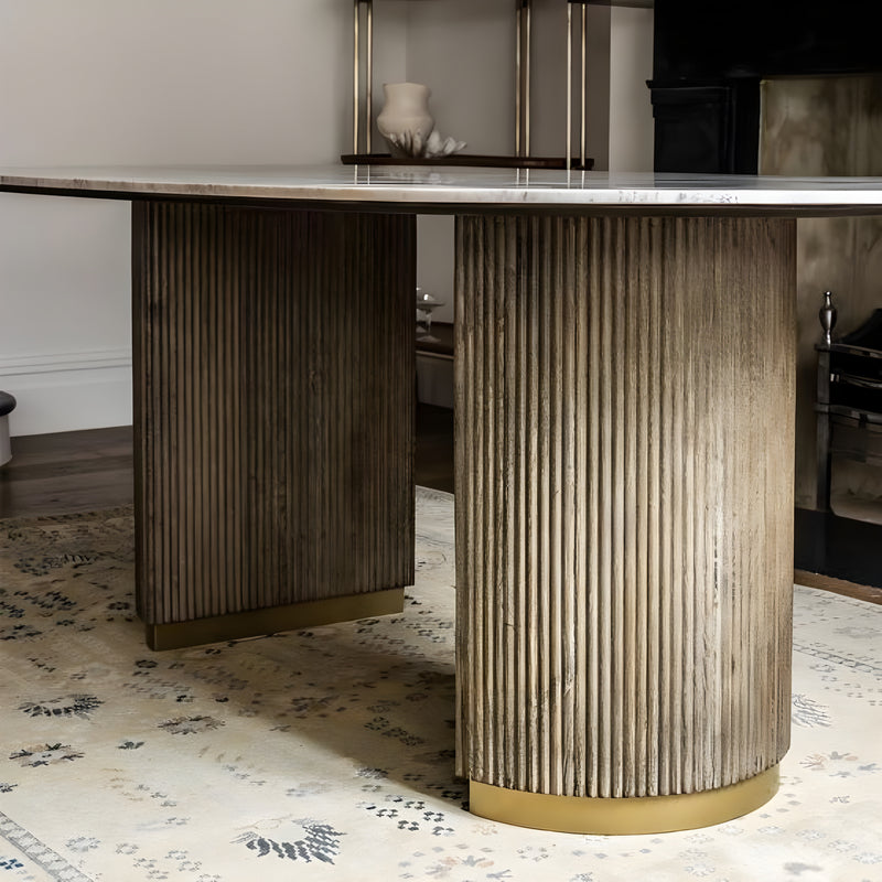Suryavanshi Hearth & Home Mango Solid Wood With Top Marble Dining Table