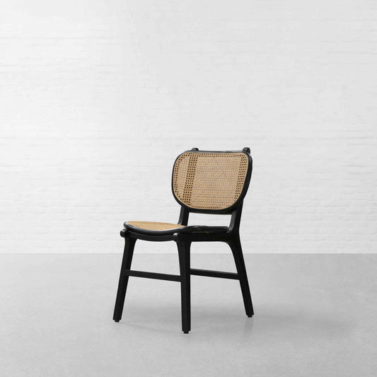 Suryavanshi Sheesham Wood Rattan Dining Chair, Black Wood Frame with Natural Cane Weave Seat and Back | for Dinning Room Rattan Dinning Chair Modern (Black)