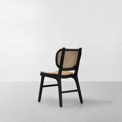 Suryavanshi Sheesham Wood Rattan Dining Chair, Black Wood Frame with Natural Cane Weave Seat and Back | for Dinning Room Rattan Dinning Chair Modern (Black)