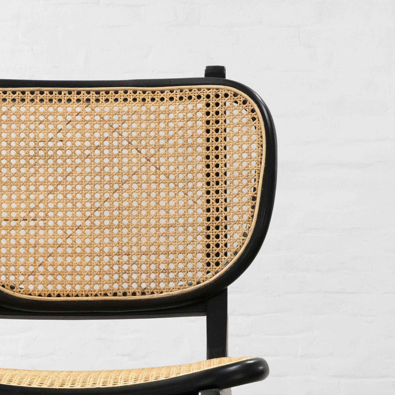 Suryavanshi Sheesham Wood Rattan Dining Chair, Black Wood Frame with Natural Cane Weave Seat and Back | for Dinning Room Rattan Dinning Chair Modern (Black)