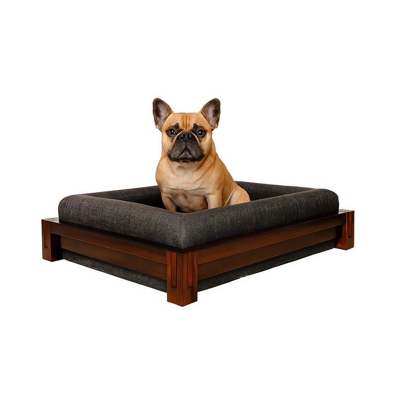 Premium Sheesham Wood Dog Bed with Cushion – Sturdy Wooden Pet Sofa for Medium & Large Dogs, Elegant Handcrafted Design