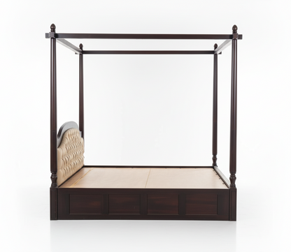 Suryavanshi Sheesham Wood King Size Poster Bed: Regal Design and Plush Comfort