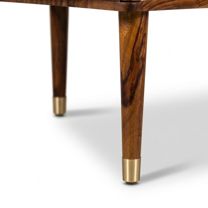 Luna Bean Modern Handcrafted Solid Wood Center Table For Living Room (Honey Finish)