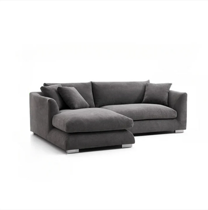 Luxe Cloud Sectional  L-Shaped Sofa – Plush Grey Fabric with Left Chaise & Deep Seating Comfort