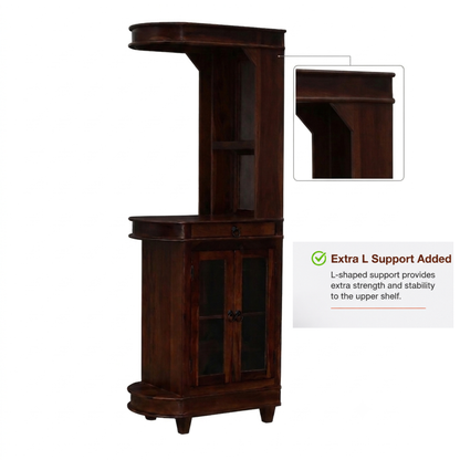 Suryavanshi Sheesham Wood Bar Cabinet for Home Bar - (W70 x D46 x H190 cm)