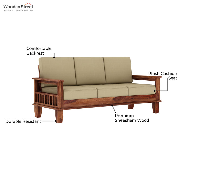 MAGAZINE Sheesham Wood Cushioned Upholstery Sofa