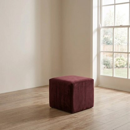 Suryavanshi Green Velvet Cube Ottoman – Modern Upholstered Footrest & Accent Stool