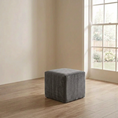 Suryavanshi Green Velvet Cube Ottoman – Modern Upholstered Footrest & Accent Stool