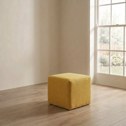 Suryavanshi Green Velvet Cube Ottoman – Modern Upholstered Footrest & Accent Stool