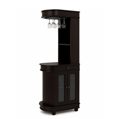 Suryavanshi Sheesham Wood Bar Cabinet for Home Bar -  Glass Doors, Drawer, and Ample Storage (Sheesham Wood-Glass Door, Small-(W70 x D46 x H190 cm)