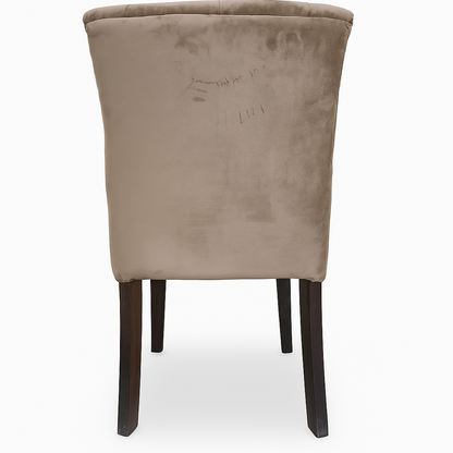 Velvet Upholstered Dining Chair with Button Tufted Backrest – Elegant Accent Chair with Solid Wood Legs for Living Room, Dining Room, or Bedroom – Beige