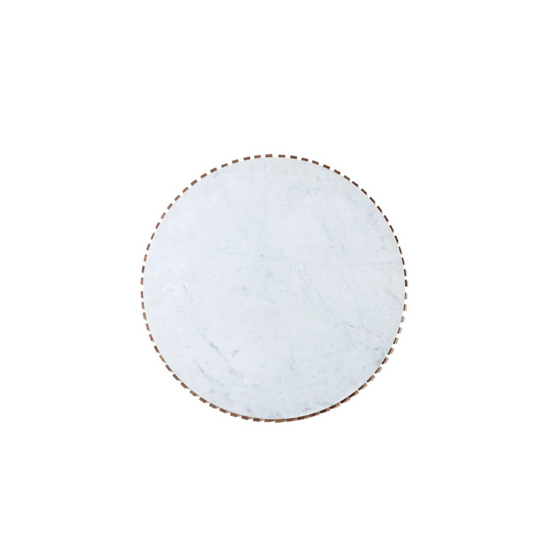 Suryavanshi Mango Wood Round Coffee Table with White Marble Top (W65 x D65 x H45 Cm)
