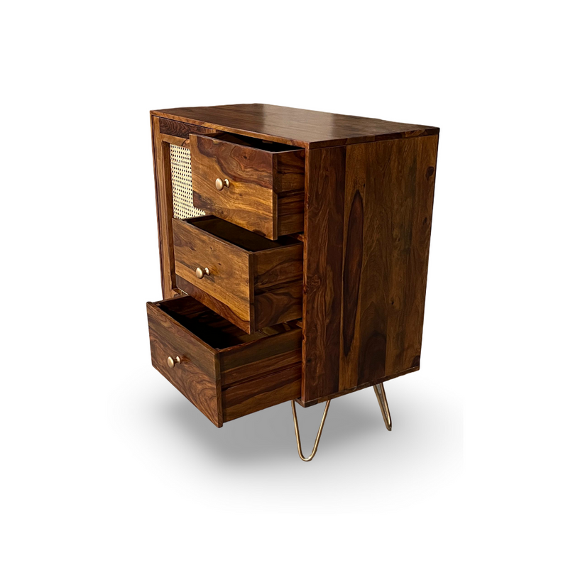 Suryavanshi Solid Wood Sideboard Cabinet with Cane 1 Door & 3Drawers Cane Sideboard and Cabinet | Sideboard for Living Room